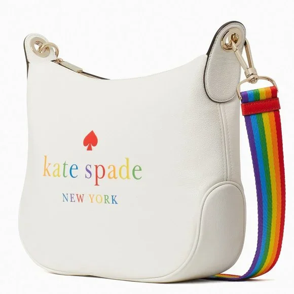 New Kate Spade Rosie Pride Crossbody Pebbled Leather Rainbow White Dove - Picture 4 of 6